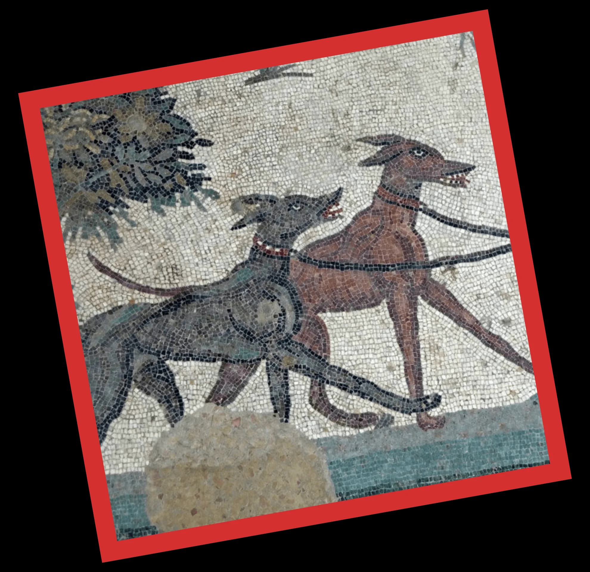 Mosaico antigo com galgos